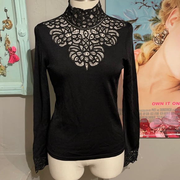 Ralph Lauren Sweaters - Vintage Black Ralph Lauren Lace Sweater Small
